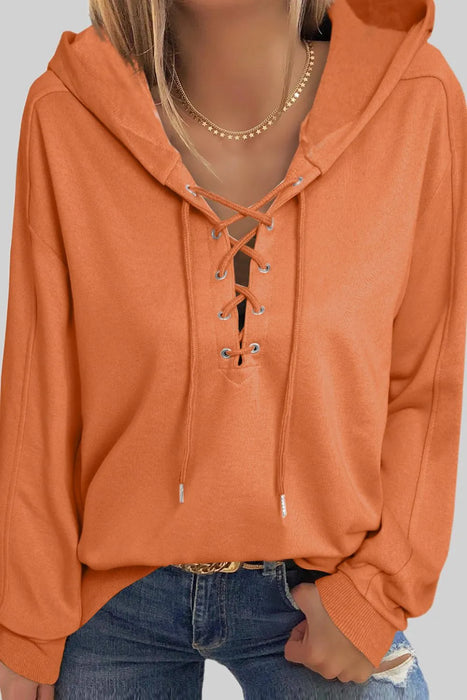 Lace Up Long Sleeve Hoodie - Byyde