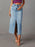 Raw Hem Front Slit Denim Midi Skirt - Byyde