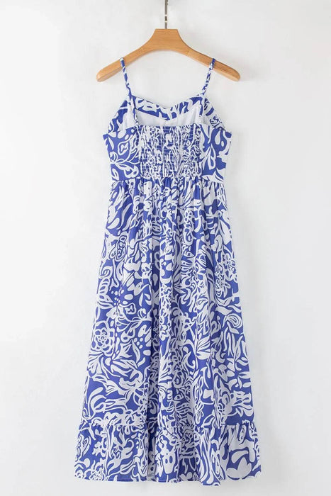 Floral Print Spaghetti Strap High Waist Dress - Byyde