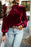 Tie Up Mock Neck Velvet Fabric Long Sleeve Blouse - Byyde