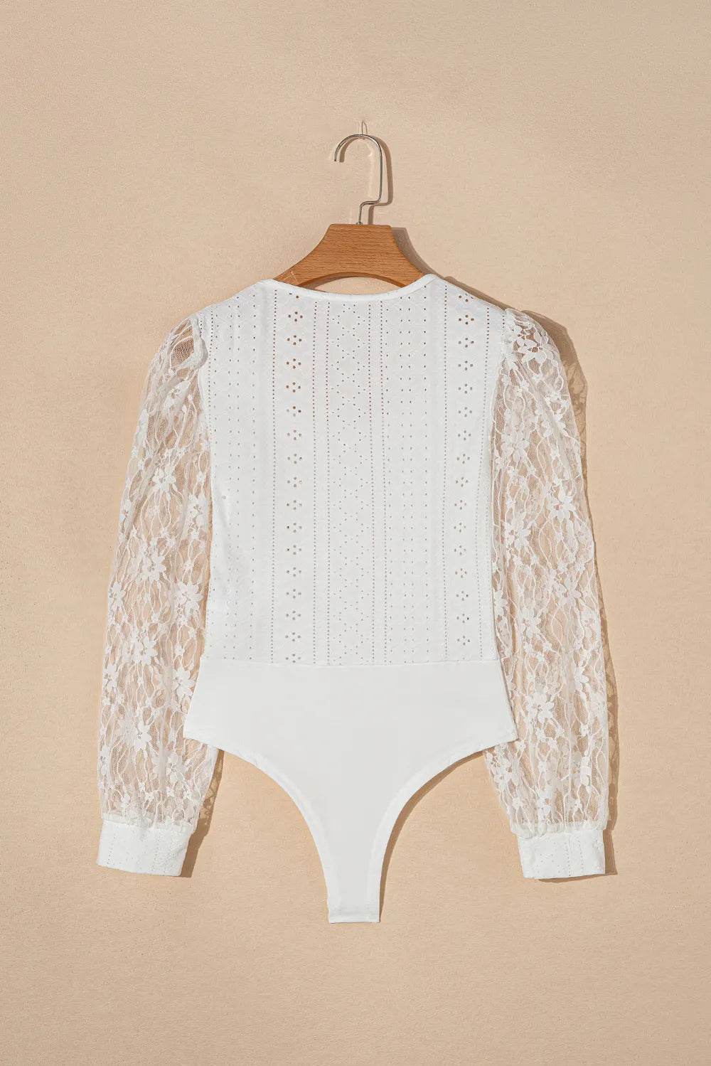 Eyelet Lace Long Sleeve Bodysuit - Byyde