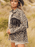 Leopard Fringe Detail Collared Neck Denim Jacket - Byyde