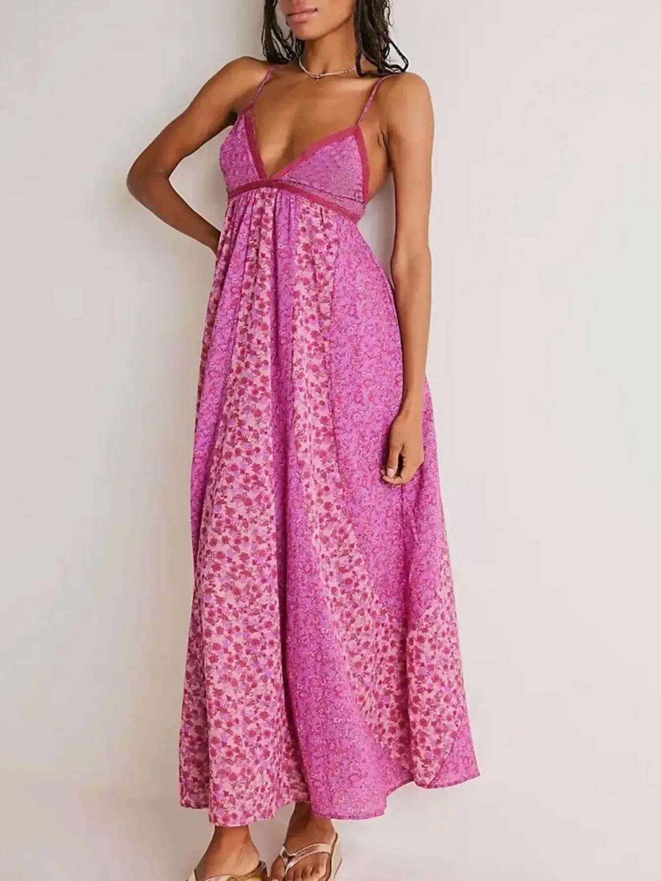 Floral V-Neck Maxi Cami Dress - Byyde