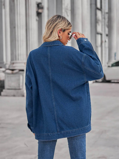Button Up Long Sleeve Denim Jacket - Byyde