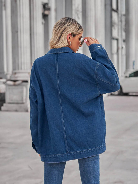 Button Up Long Sleeve Denim Jacket - Byyde