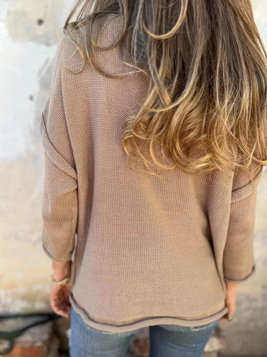 Full Size Casual V-Neck Knit Sweater Plus Size - Byyde