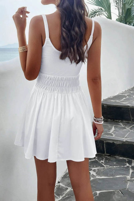 Devine Smocked Scoop Neck Mini Cami Dress - Byyde