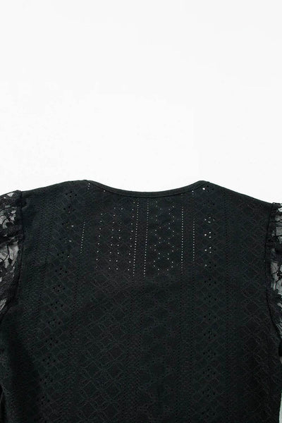 Eyelet Lace Long Sleeve Bodysuit - Byyde