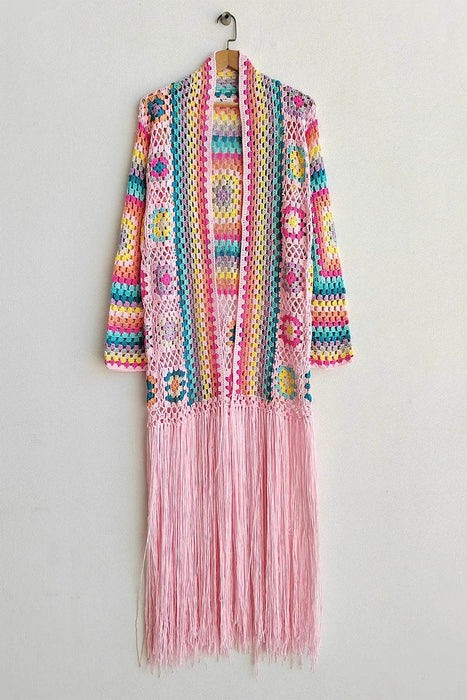 Fringe Tied Long Sleeve Cardigan - Byyde