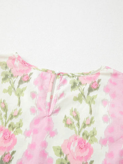 Floral Print Ruffled Sleeve Blouse - Byyde