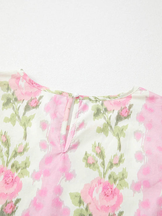 Floral Print Ruffled Sleeve Blouse - Byyde