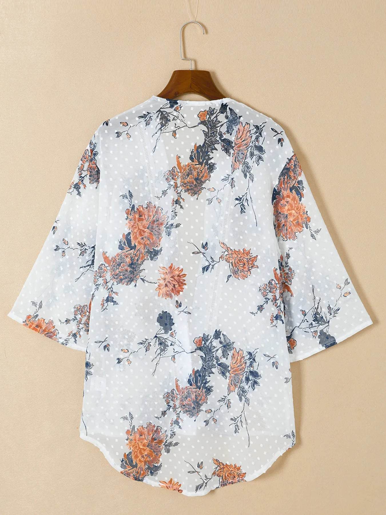 Floral Print Open Front Cover Up - Byyde