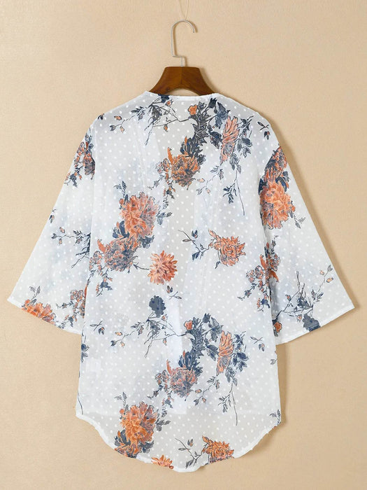 Floral Print Open Front Cover Up - Byyde