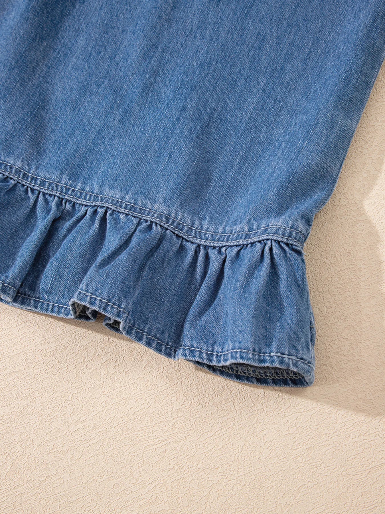 Sleeveless Ruffle Hem Denim Tank Top - Byyde