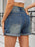 High Waist Rolled Hem Gradient Denim Shorts - Byyde