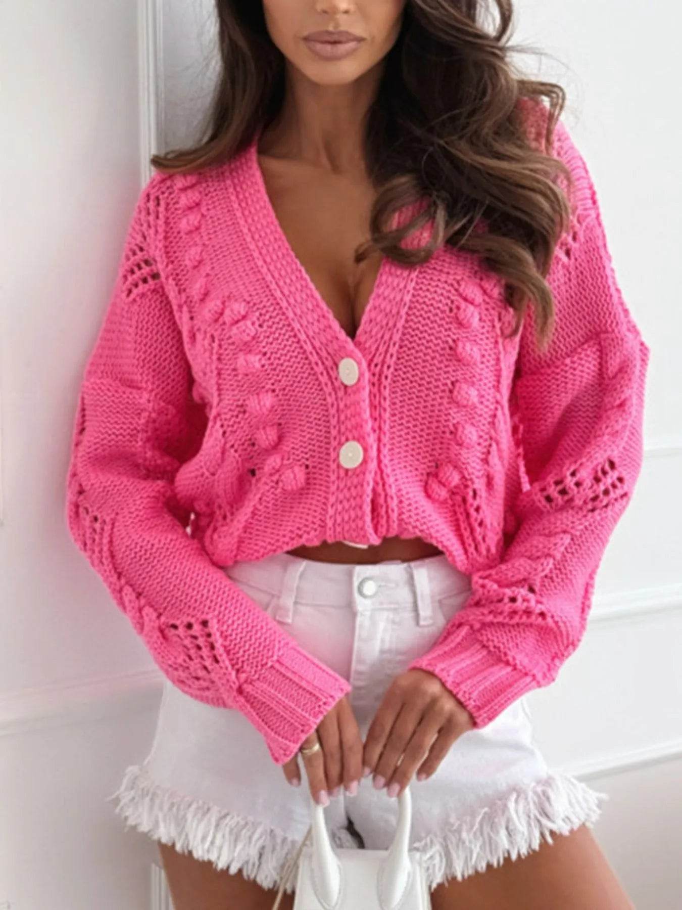Button Up V-Neck Cardigan - Byyde