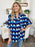 Double Take Full Size Geometric Notched Half Sleeve Blouse - Byyde