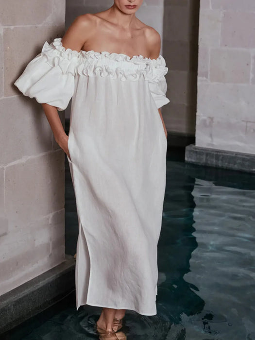 Side Slit Off-Shoulder Dress - Byyde