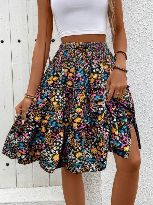 Floral Print Midi Skirt - Byyde