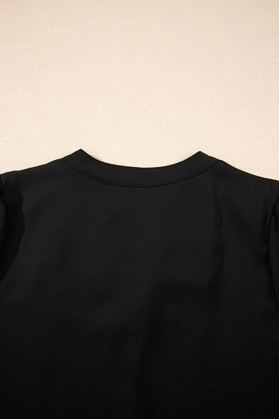 Short Sleeve Notched Blouse - Byyde