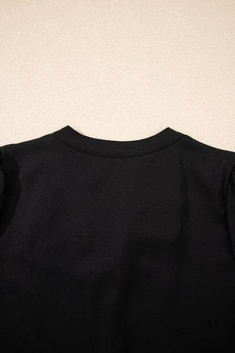 Short Sleeve Notched Blouse - Byyde