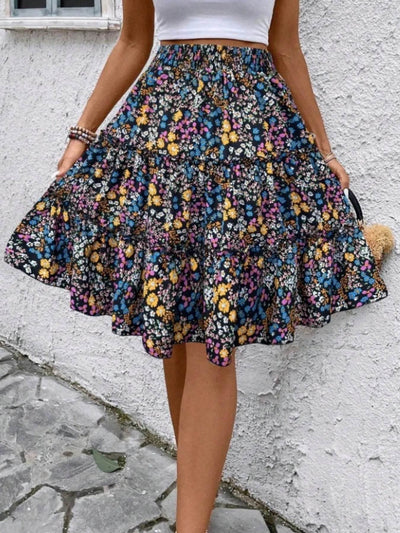 Floral Print Midi Skirt - Byyde