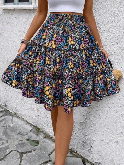 Floral Print Midi Skirt - Byyde