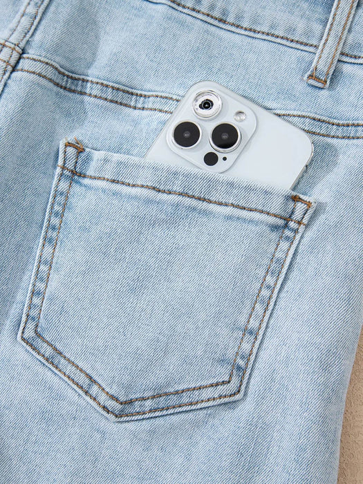 High Rise Distressed Raw Hem Denim Shorts - Byyde