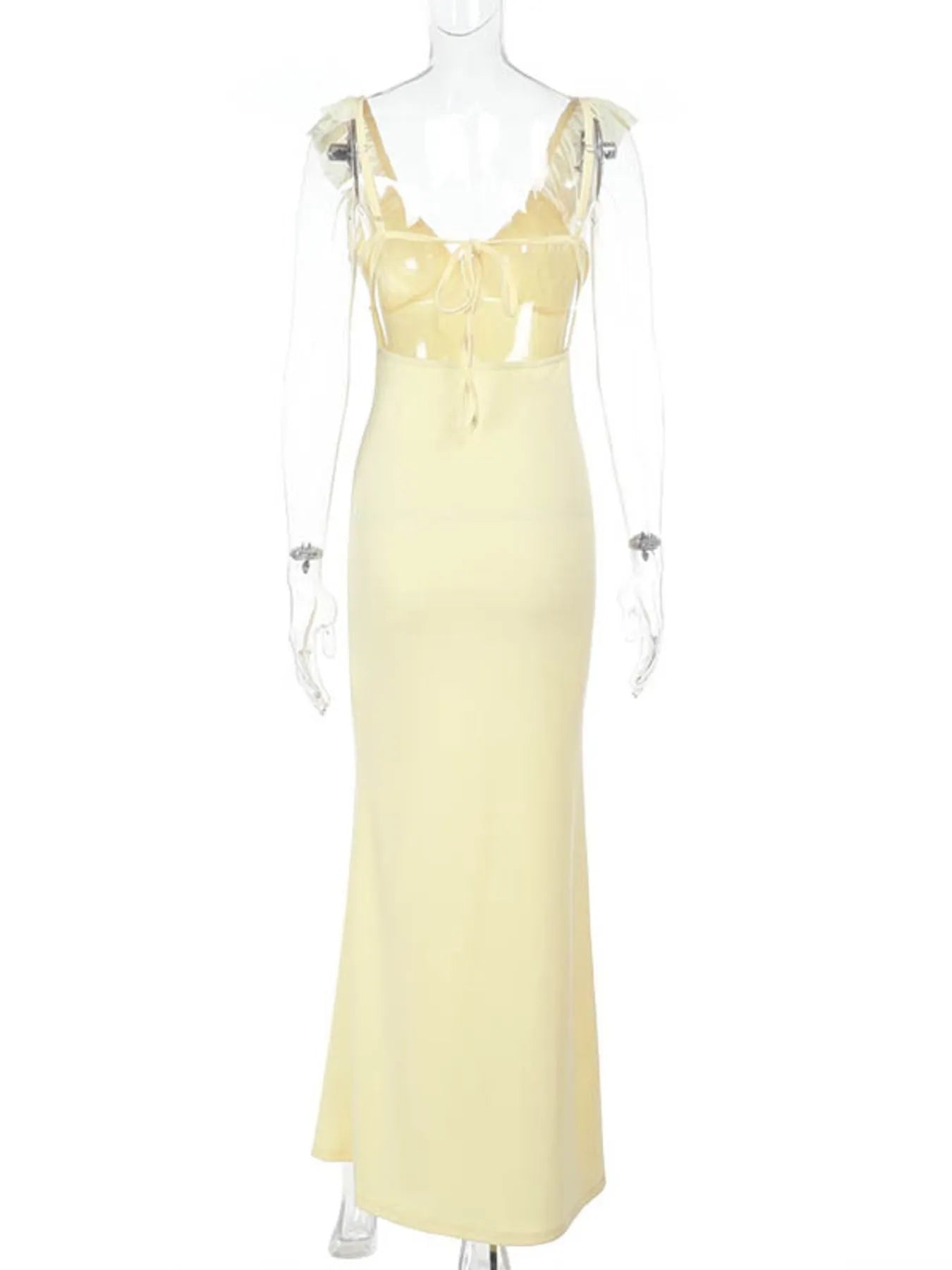 Ruffled V-Neck Sleeveless Maxi Dress - Byyde