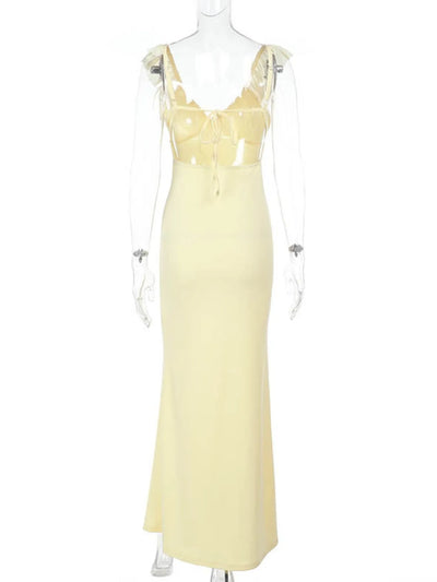 Ruffled V-Neck Sleeveless Maxi Dress - Byyde