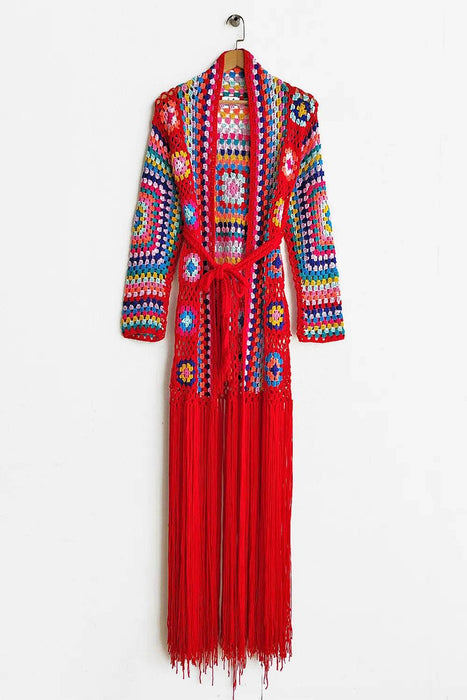 Fringe Tied Long Sleeve Cardigan - Byyde
