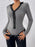 Perfee Contrast Trim Johnny Collar Long Sleeve Bodysuit - Byyde