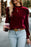 Tie Up Mock Neck Velvet Fabric Long Sleeve Blouse - Byyde