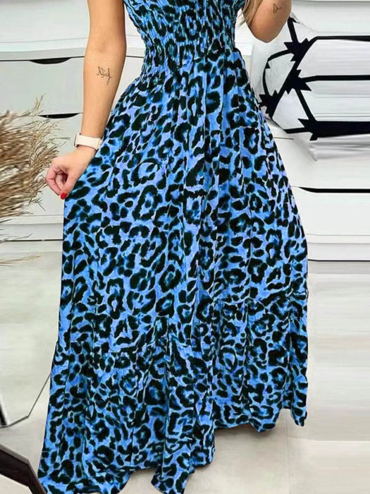 Full Size Leopard Print Spaghetti Strap Maxi Dress Plus Size - Byyde