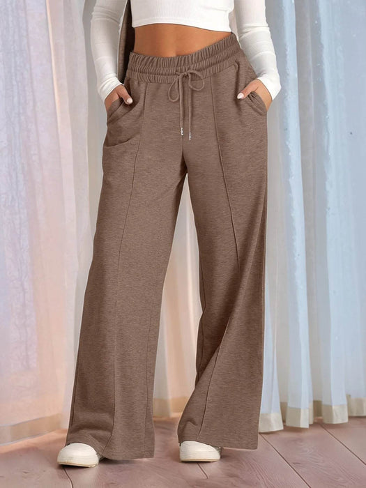 Full Size Drawstring Relaxed Fit Wide Leg Pants Plus Size - Byyde