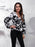 Floral V-Neck Balloon Sleeve Peplum Blouse - Byyde