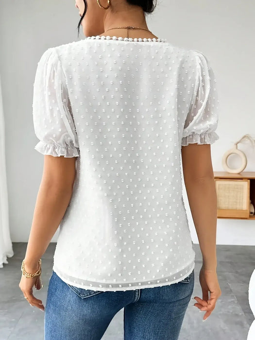 Swiss Dot Short Sleeve Blouse - Byyde