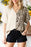 Leopard Color Block V-Neck Blouse - Byyde