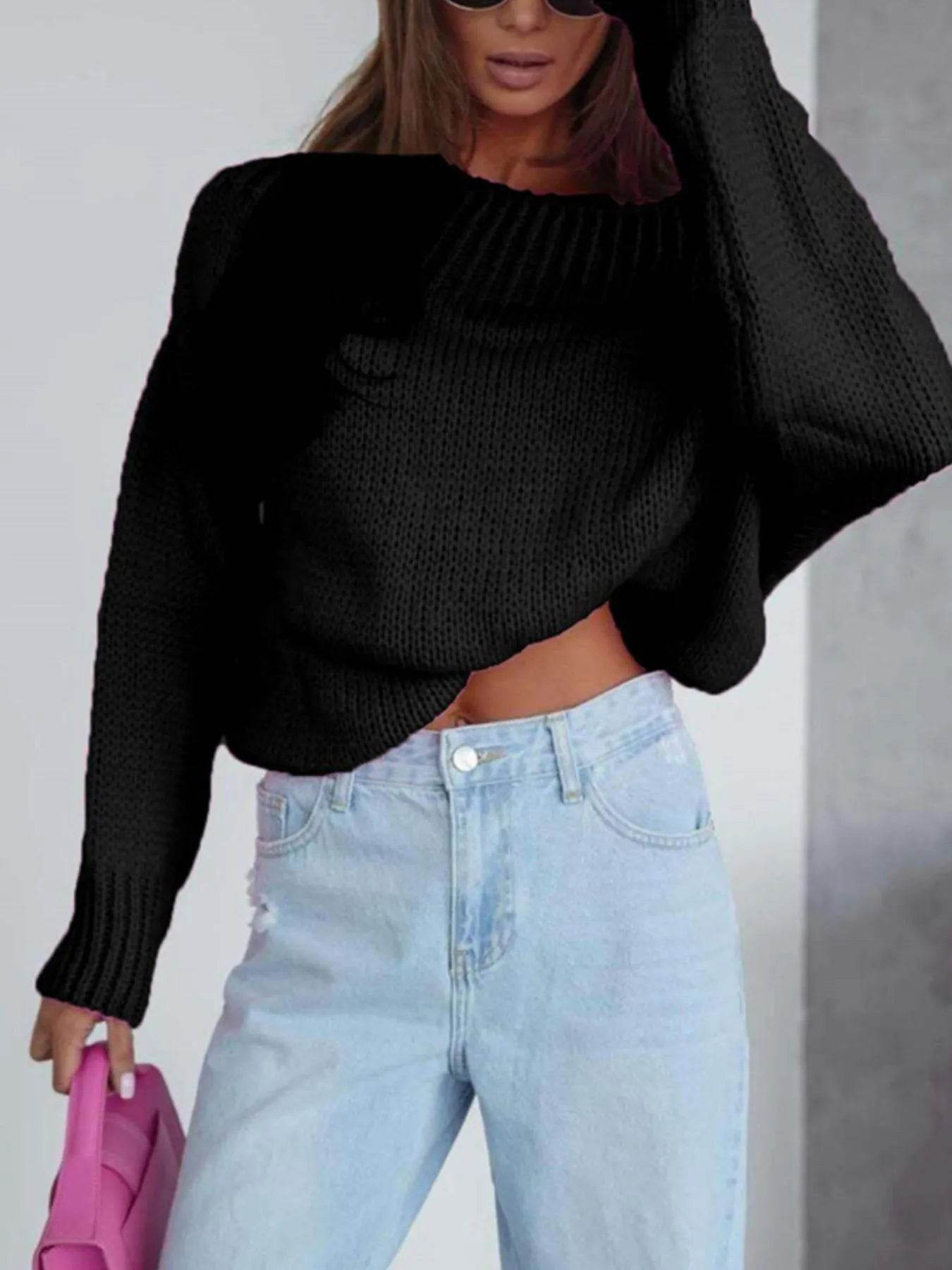 Boat Neck Drop Shoulder Sweater - Byyde
