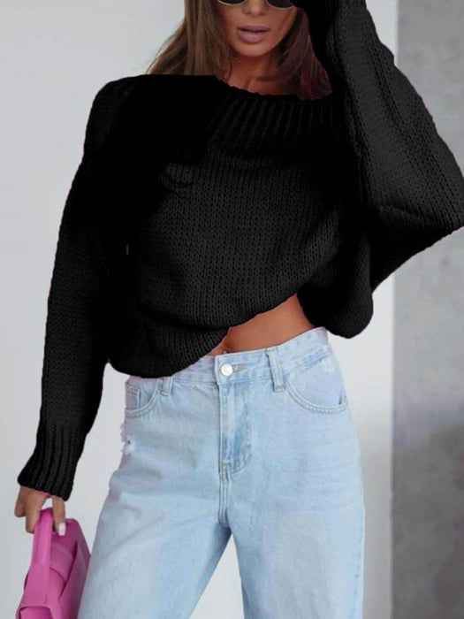 Boat Neck Drop Shoulder Sweater - Byyde
