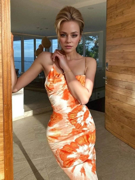Backless Tie-Dye Maxi Cami Dress - Byyde