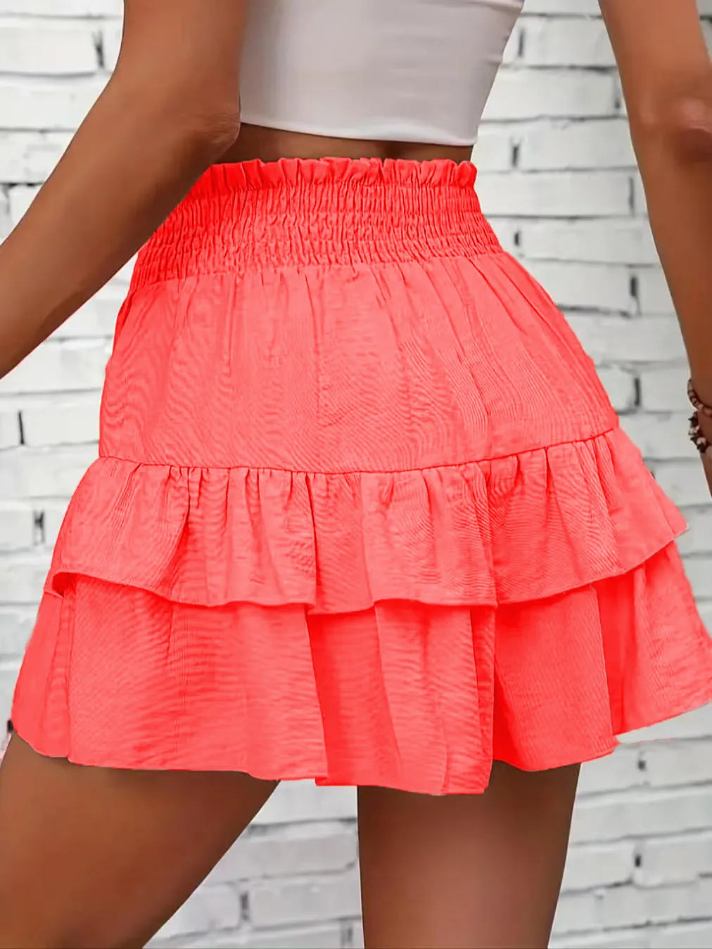 Ruffle Layered High Waist Casual Skort - Byyde