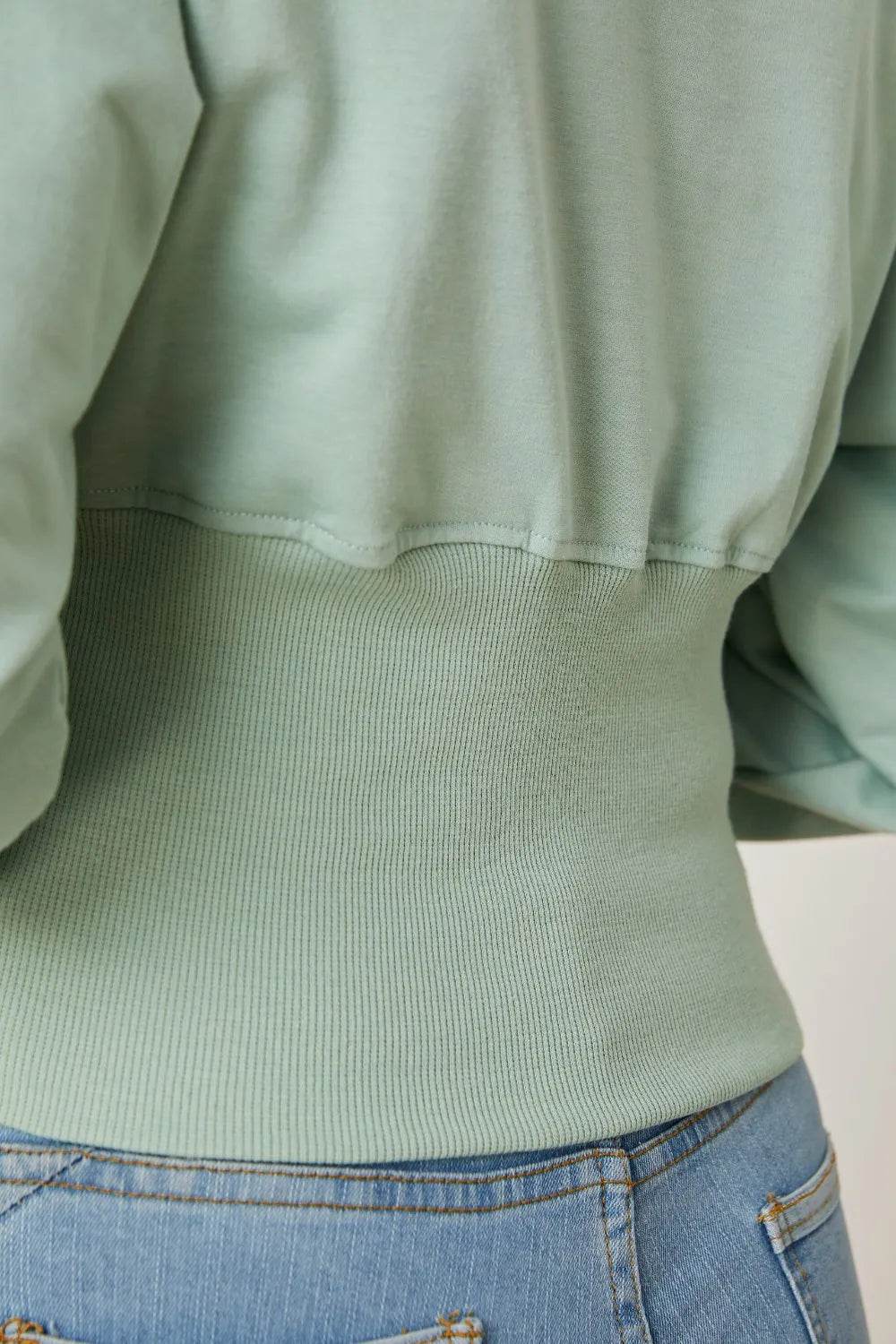 Boat Neck Lantern Sleeve Blouse - Byyde