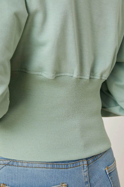 Boat Neck Lantern Sleeve Blouse - Byyde