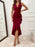 Ruffle Hem V-Neck Bodycon Dress - Byyde