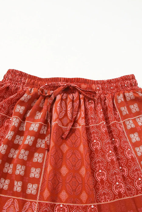 Printed Drawstring Midi Skirt - Byyde