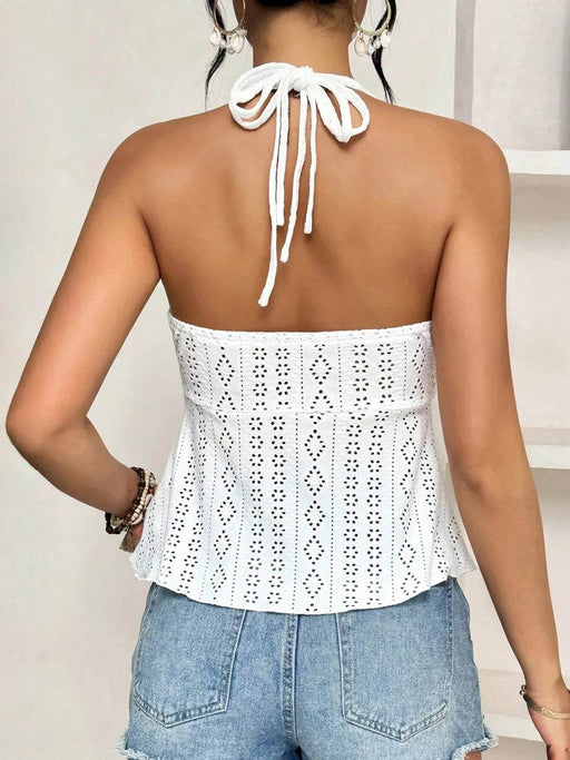 Eyelet Halter Neck Cami Top - Byyde