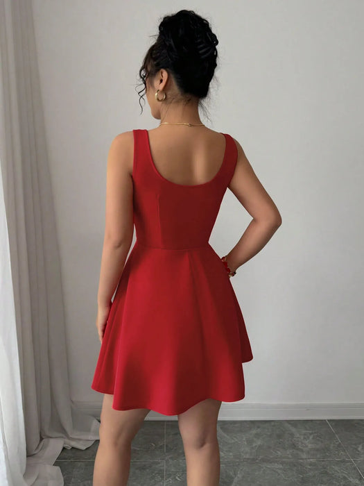 Tie Front Wide Strap Dress - Byyde