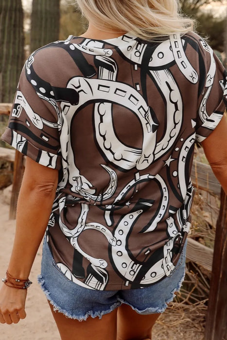 Printed Round Neck Short Sleeve T-Shirt - Byyde