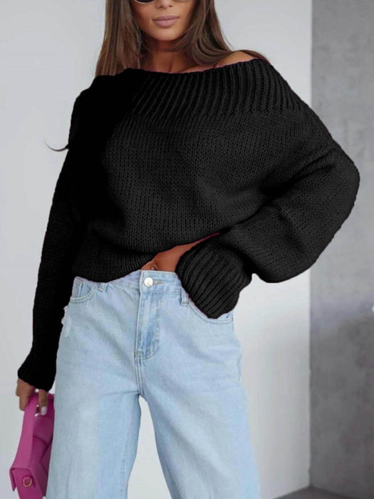 Boat Neck Drop Shoulder Sweater - Byyde